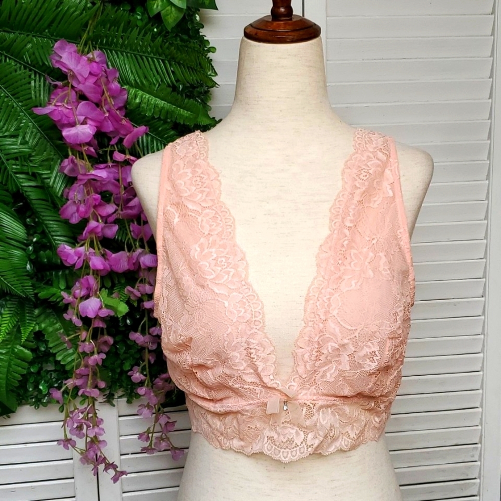 ADORE ME Peachy Pink Lace Bralette Size XL